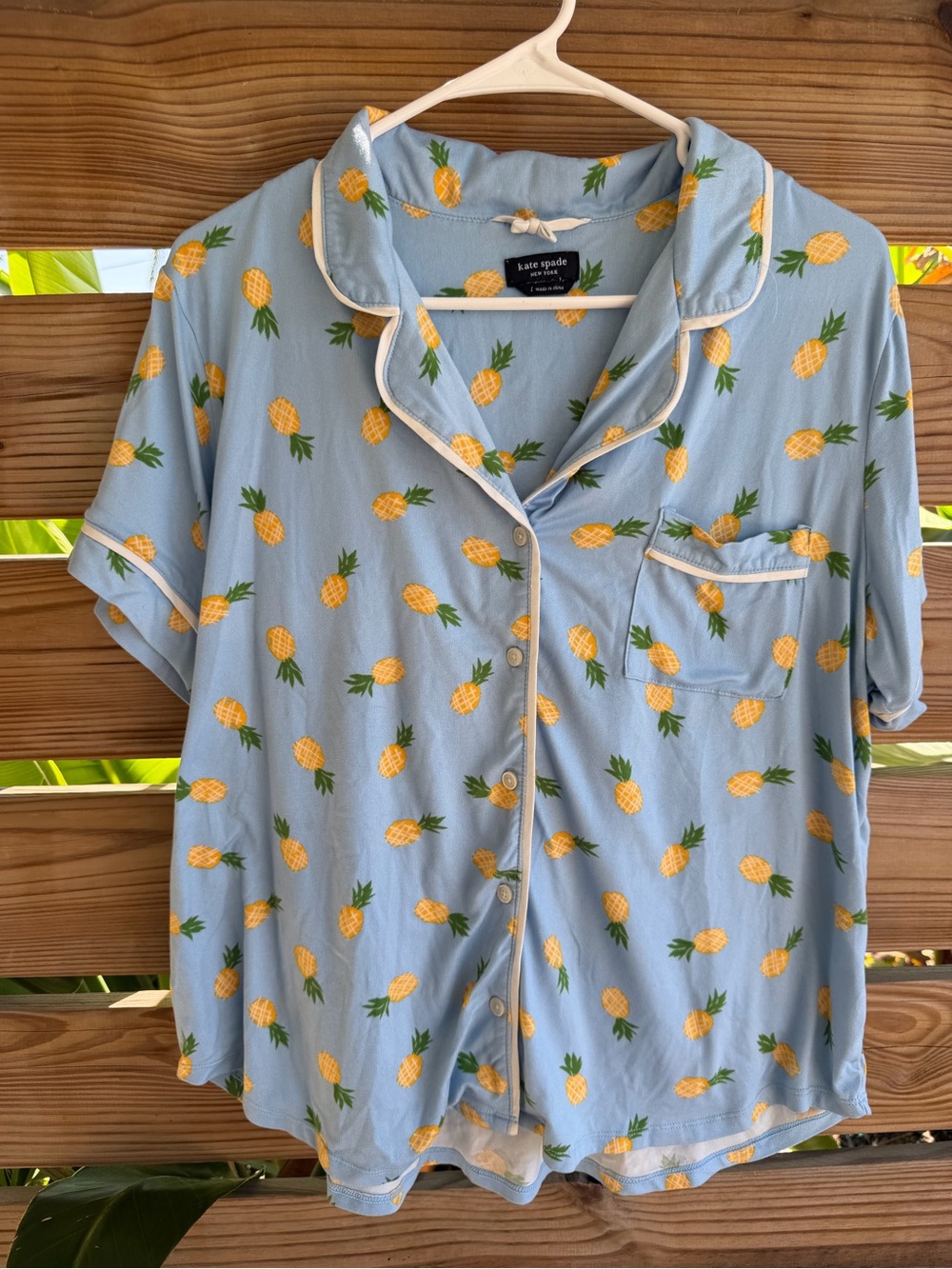 kate spade Light Blue Pineapple-Print Button Front Shirt